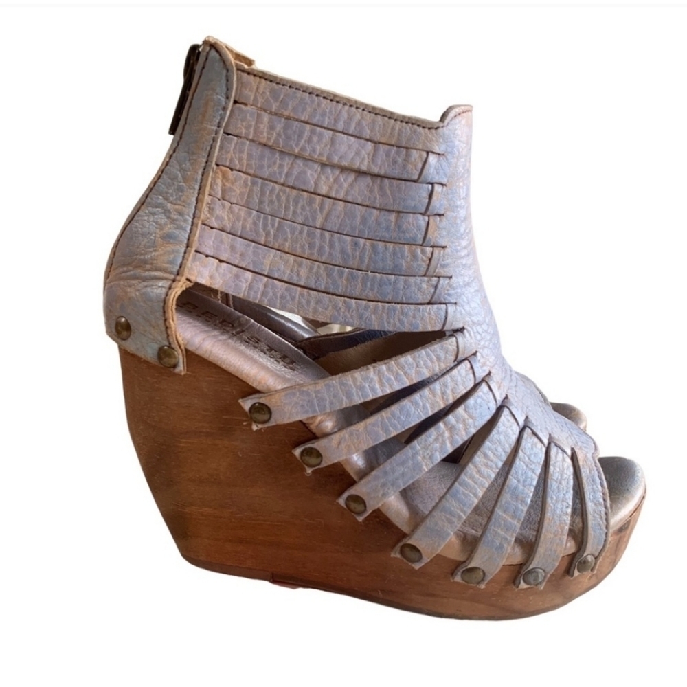 Bed Stu Womens Metallic Lavender Gladiator Wedge Hobo Boho Sandals shoes sz 6